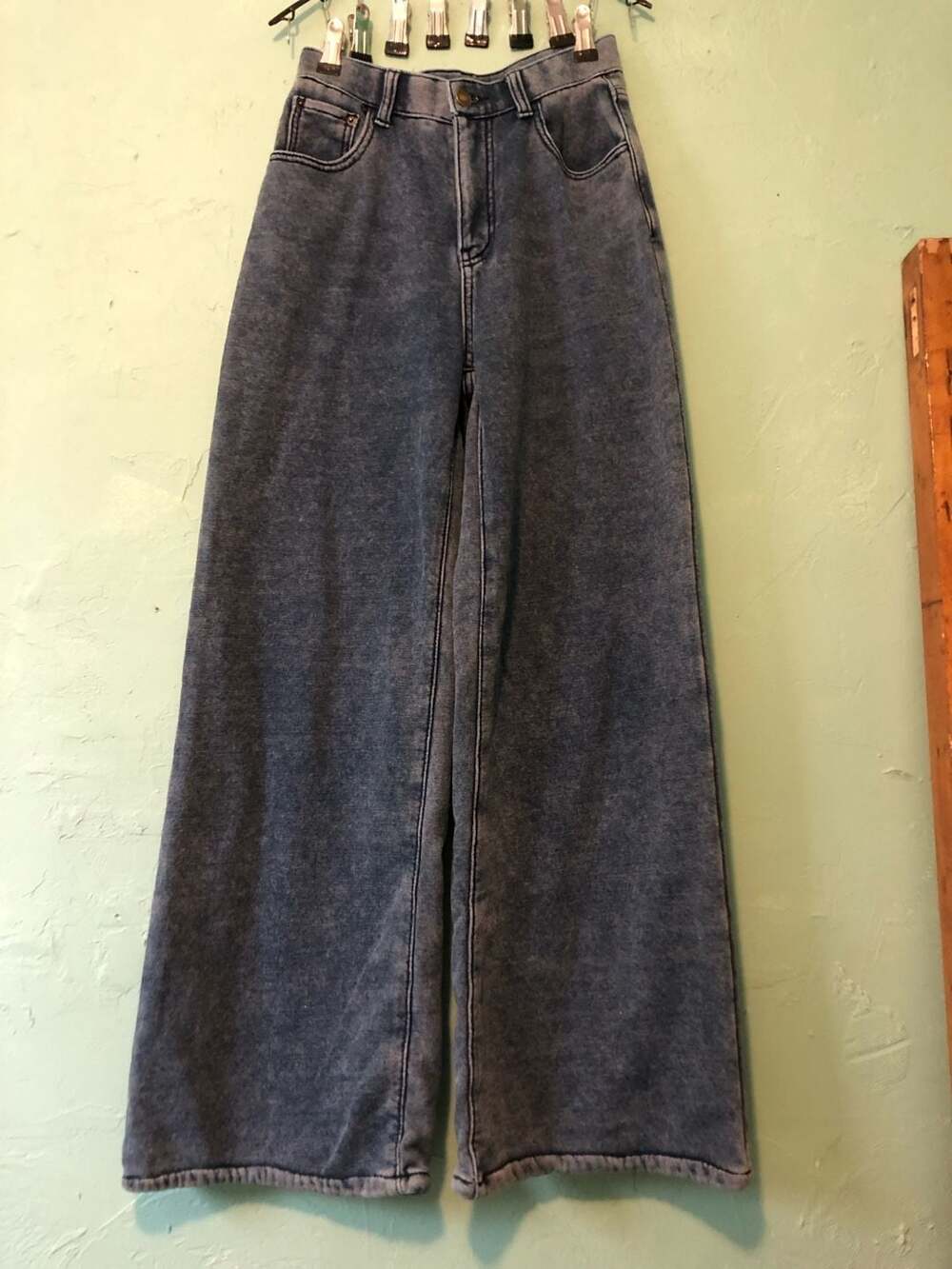 Forever 21 Blue Acid Wash Wide Leg Jeans